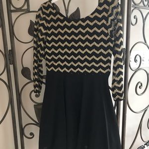 Girls dressy black and gold dress